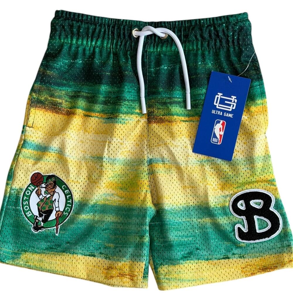 NWT BKTSQD Boys Boston Celtics NBA Mesh Shorts Size YXL